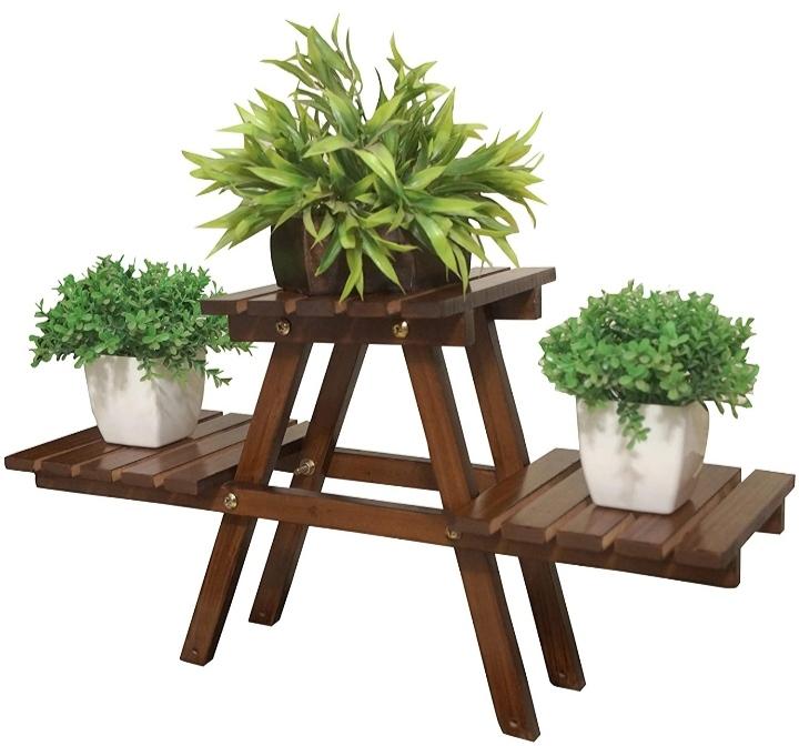 Square Polished Wood flower pot stand, for Garden, Home, Hotel, Office, Style : Modular