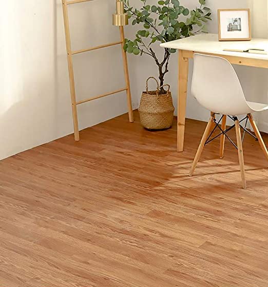 Glossy Non Polished Wooden PVC Vinyl Flooring,, for 2mm, Color : Brown, Creamy, Light Brown