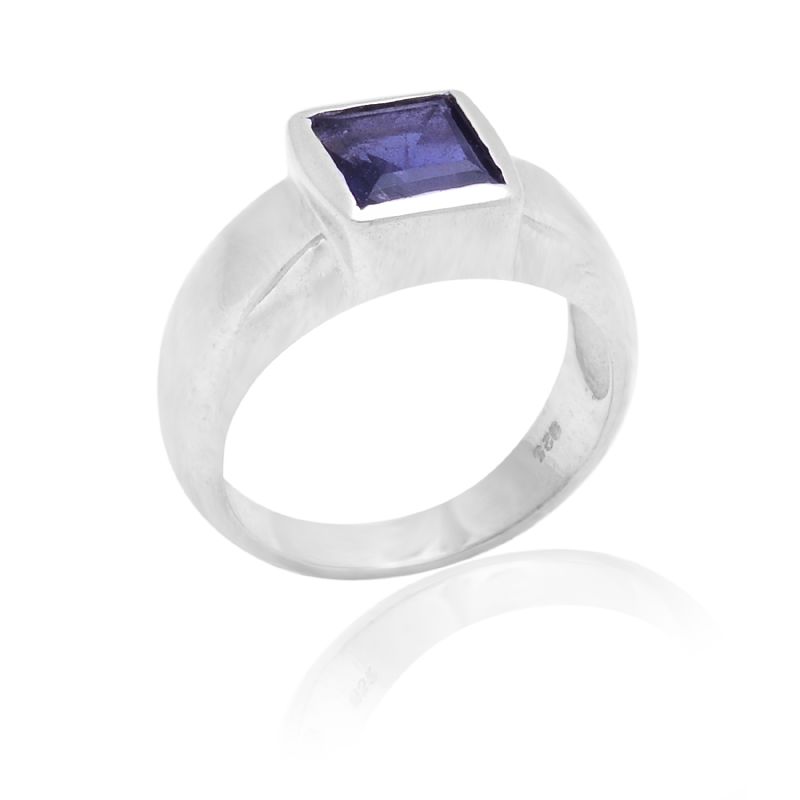 ELAMMO Polished 925 SILVER AMETHYST RING, Gender : Female