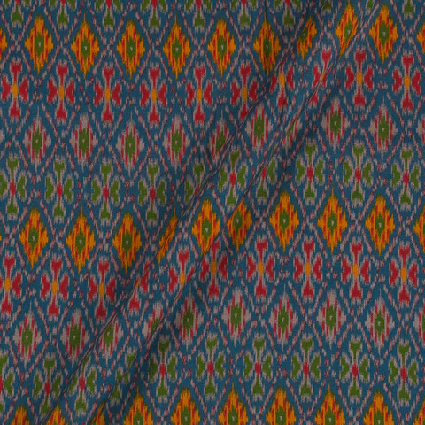 Cotton Flex Steel Blue Colour Ethnic Geometric Print 42 Inches Width Fabric