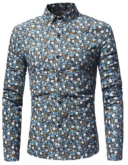 Cotton Collar Neck Printed Mens Fancy Shirts, Size : XL, XXL