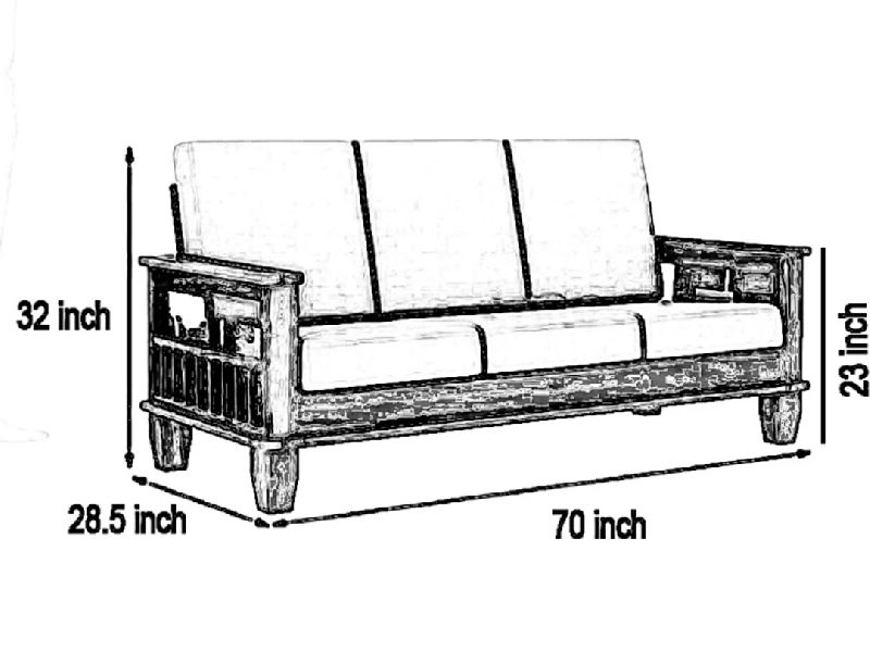 Classic 3 Seater Solid Wooden Sofa