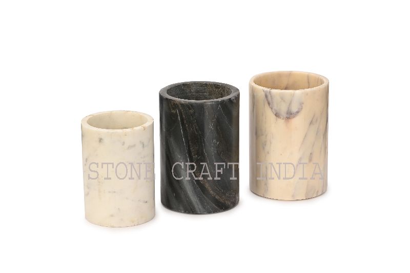 Customized Polished Marble Storage Box/Tumbler, for Bathroom Kitchen Accessories, Size : India