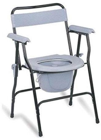 Mild Steel Commode Chair, Color : Black, Gray