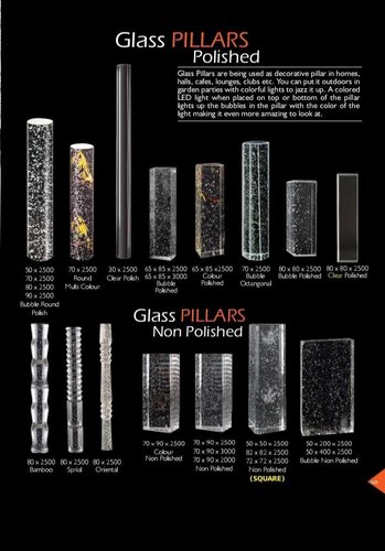 Glass Pillars, Size : 30mm - 90 mm