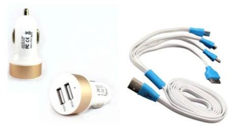 Combo Dual USB Car Charger, Color : White