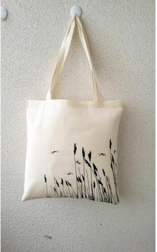 Royal Fabric Canvas Printed cotton bag, Color : Off White