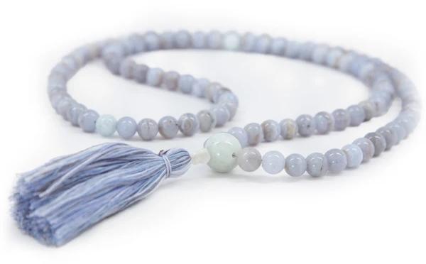 Blue Lace Agate Beads Mala, Packaging Type : Plastic Packet