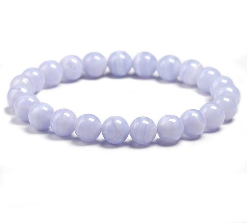 Blue Lace Agate Bracelet, Shape : Round