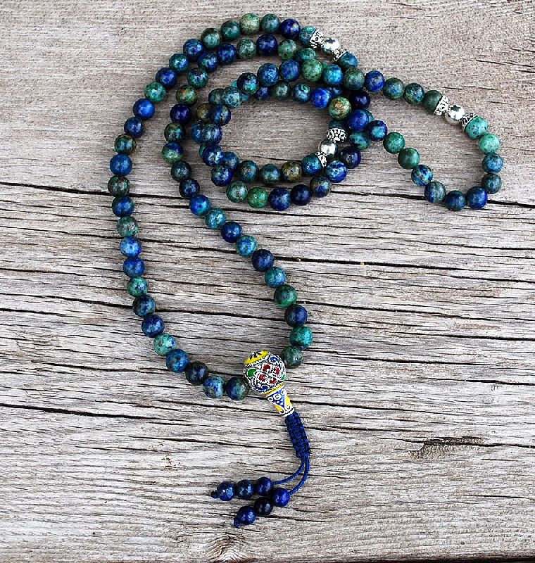 Polished Chrysocolla Beads Mala, Packaging Type : Plastic Packet