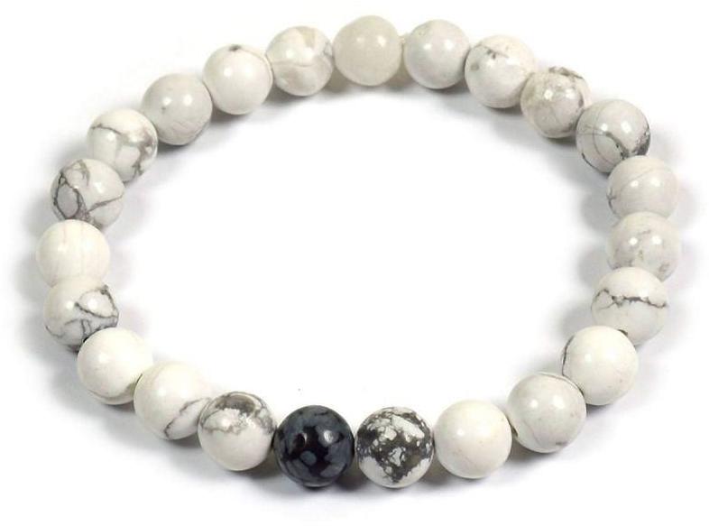 Round Howlite Bracelet, Color : White