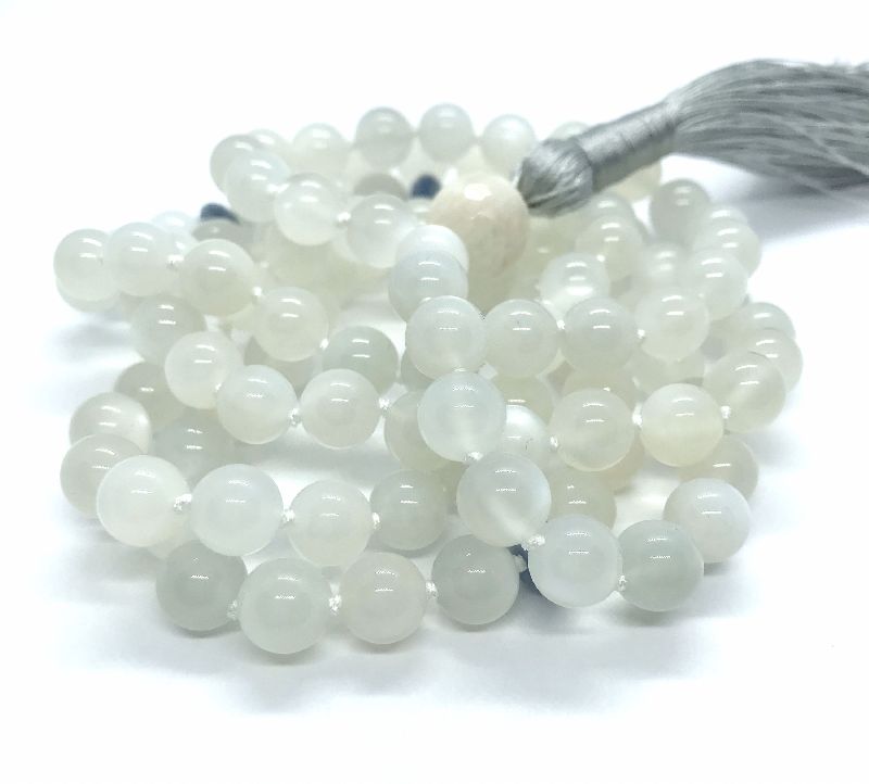 Polished Moonstone Beads Mala, Feature : High Strength, Long Lasting, Quality Tested