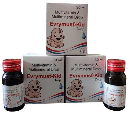 Kid Multivitamin Multiminarals Drops, Packaging Size : 30 ml