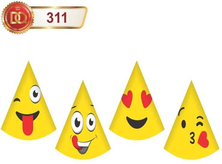 Decor Queen Printed Paper Emoji Birthday Cap, Shape : Conical