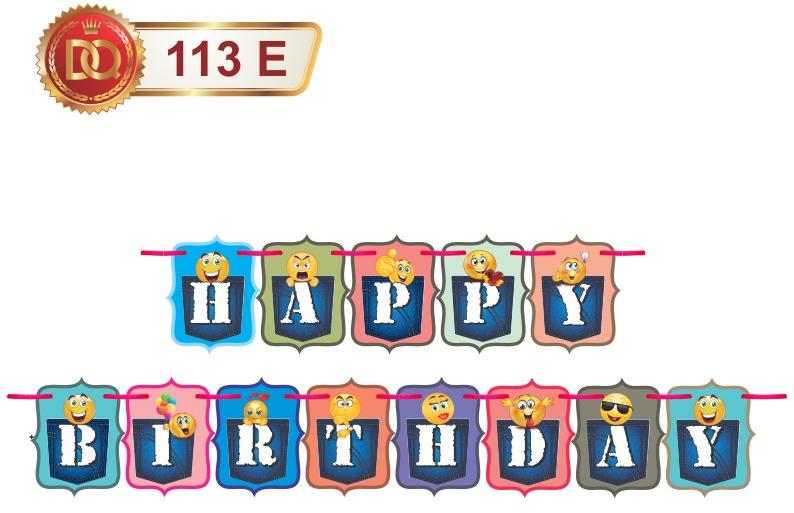 Paper Printed Emoji Happy Birthday Banner, Shape : Rectangular