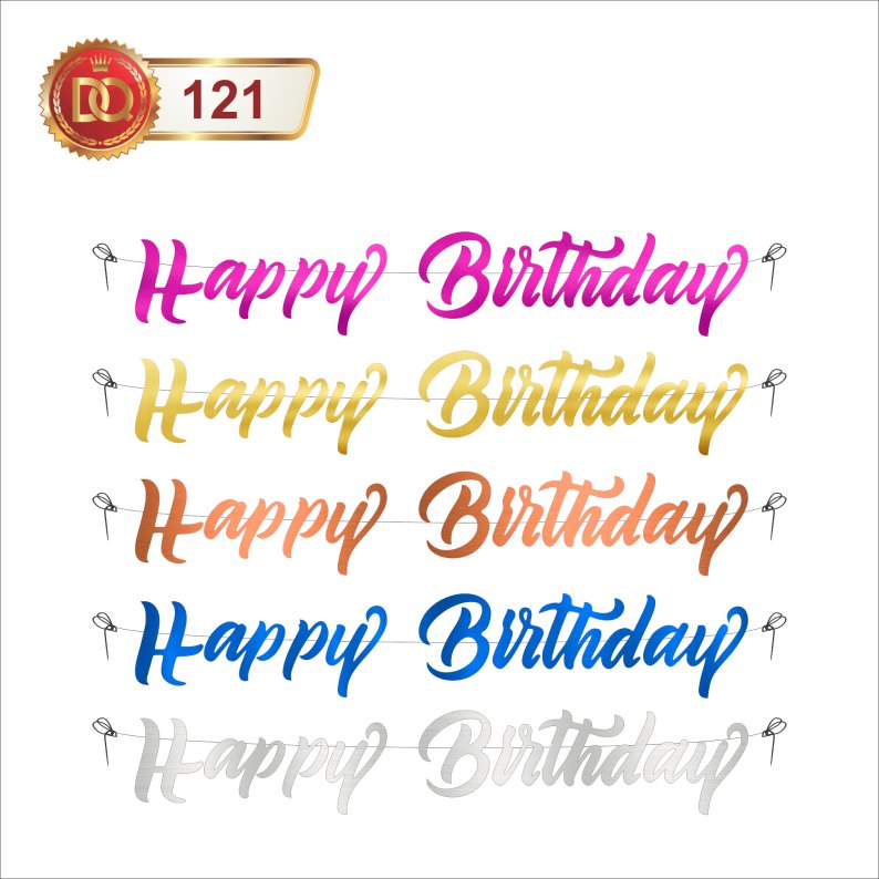 Happy Birthday Metallic Paper Banner, Pattern : Printed