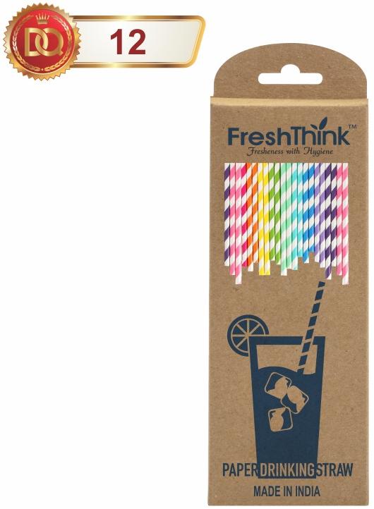 FreshThink Printed Paper Drinking Straw, Feature : Colorful Pattern, Disposable, Foldable, Light Weight