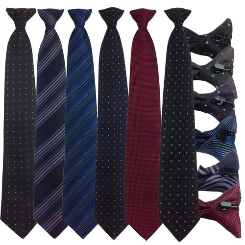 Coated Aluminium Woven Clip On Tie, Size : Standard, Customized