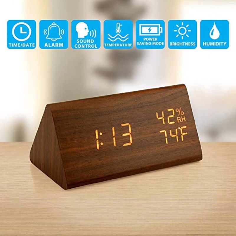 Wooden LED Alarm Table Clock