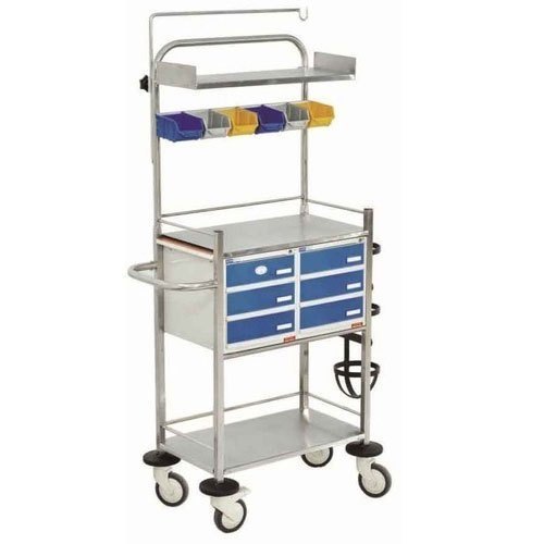 SS Crash Cart Medicine Trolley, Size : 1535 X 985 X 490 MM