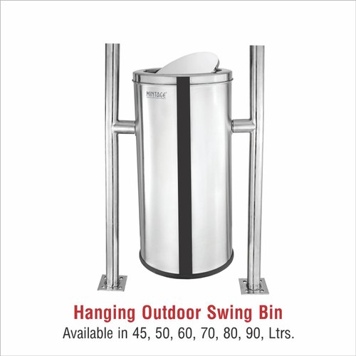 Cylindrical Hanging Swing Stainless Steel Dustbins, for Railway, hospital, Size : 45Ltr to 100Ltr