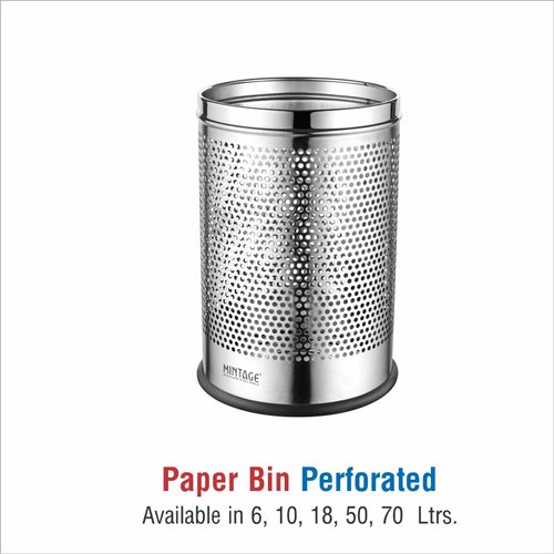 Mintage Paper Stainless Steel Dustbins, Color : Silver