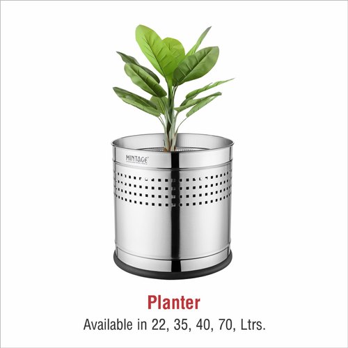 Mintage Cylindrical Stainless Steel Planter, Color : Silver