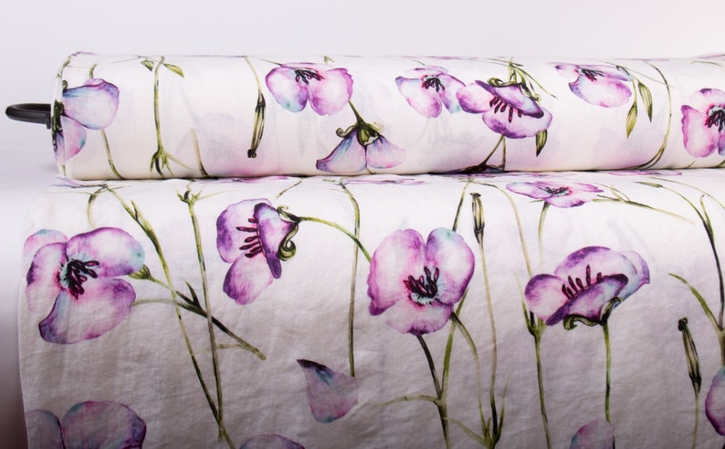 Floral Printed Linen Fabric