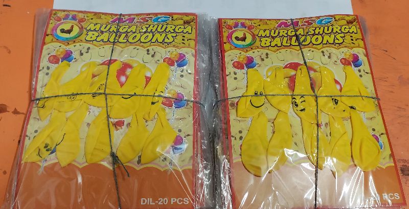 Printed Rubber Murga Shurga Smiley Balloons, Color : Yellow