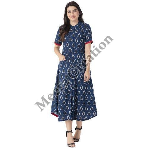 Ladies Anarkali Cotton Crepe Kurti