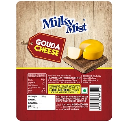 Milky Mist Gouda Cheese, Packaging Type : Plastic Pouch