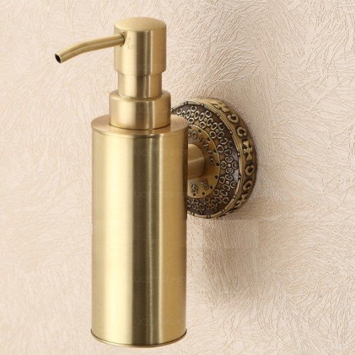 Round Manual Brass Soap Dispenser, for Home, Hotel, Office, Capacity : 250 ml