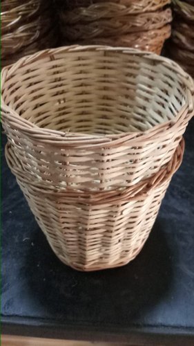 Round Polished Bamboo Flower Basket, Color : Brown