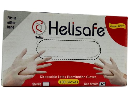 Helisafe Disposable Latex Examination Gloves, Color : White