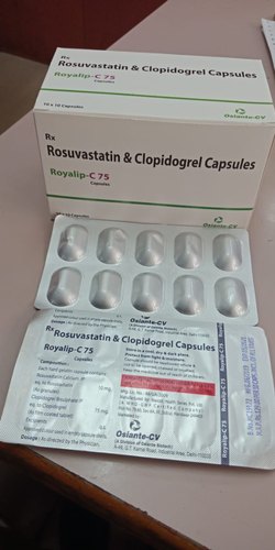 Royalip-C Rosuvastatin and Clopidogrel Capsules, Packaging Type : Box, Strip