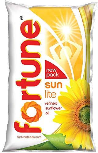 FORTUNE SUNLITE SUNFLOWER oil 1 liter, for Eating, Cooking, Certification : FSSAI Certified