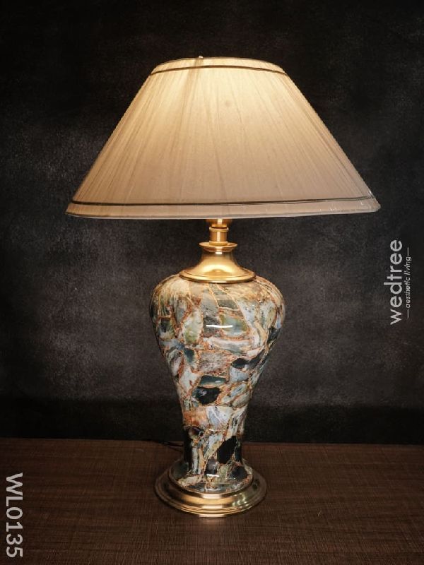 Brass Antique Green marble table lamp