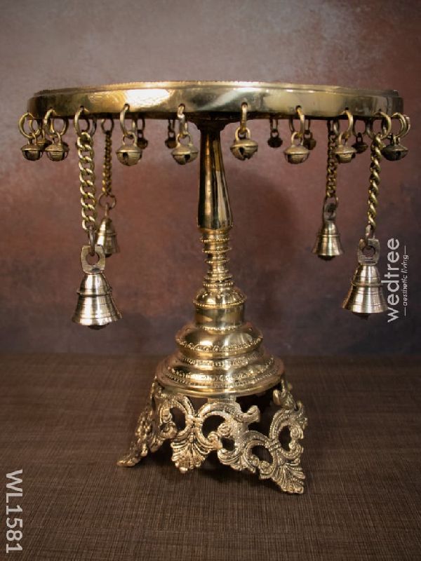 Brass Round Chowki with Hanging Bells