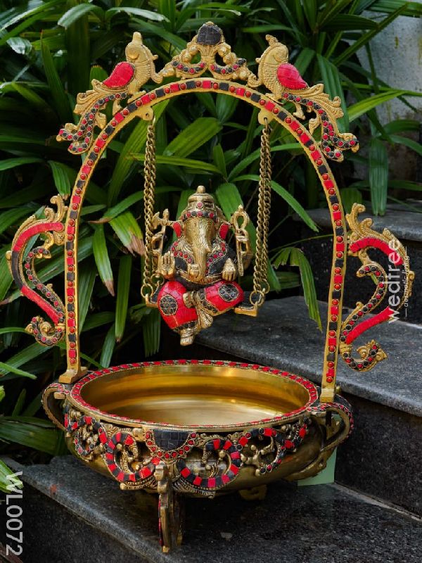 Brass Swing Ganesha Urli