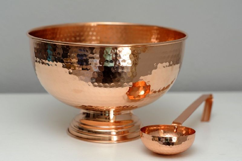 Round Copper Punch Bowl, for Hotel, Bowl Size : 6 Inches, 7 Inches