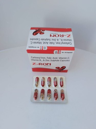 Z-Ron Zinc Sulphate Capsules, Packaging Type : Blister, Box