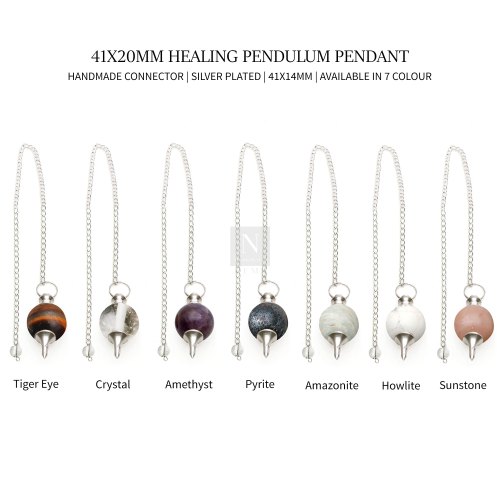 Gemstone Healing Pendulum Pendant, Size : 41x20MM