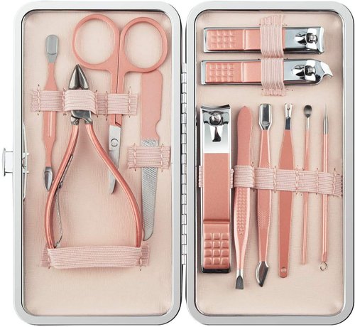 Buy ZIZZON Travel Mini Manicure set Nail Clipper set 10 in 1 Stainless  Steel Pedicure Care Grooming kit with Case Pink Online at Low Prices in  India - Amazon.in