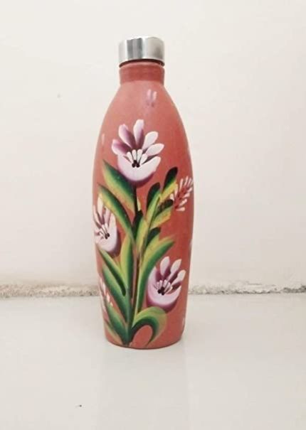 Painted Clay Water Bottle