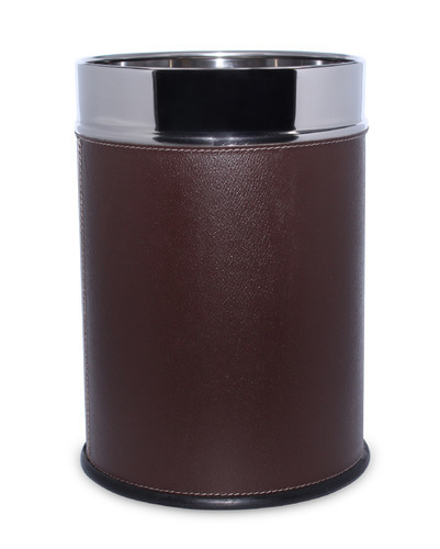 Round Leather Dustbin, Size : 7 X 10.8 X 12 Inch