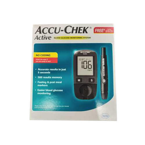 Accu-Chek Active Glucometer, for Blood Glucose Monitoring, Display Type : LCD