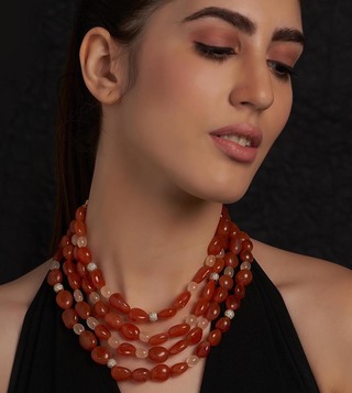 Aventurine Tumble Beads Orange Necklace