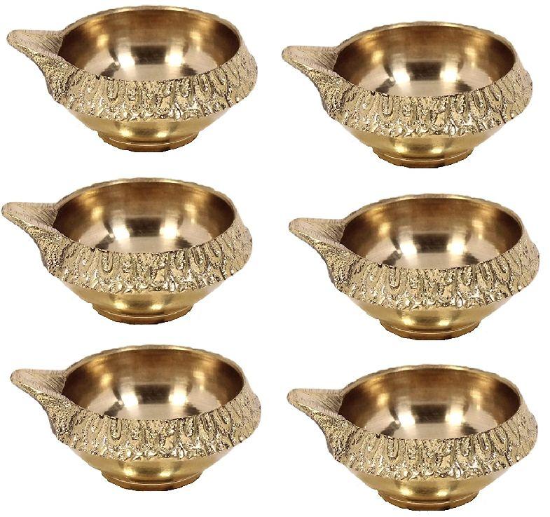 Brass Diya Set of 6, for Home Decor, Pooja, Color : Golden
