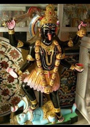 Marble Kali Mata Statue, for Worship, Temple, Pattern : Painted