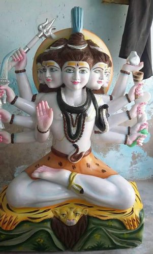 Polished Carved Marble Panchmukhi Shiva Statue, Size : 2feet, 4feet, 6feet